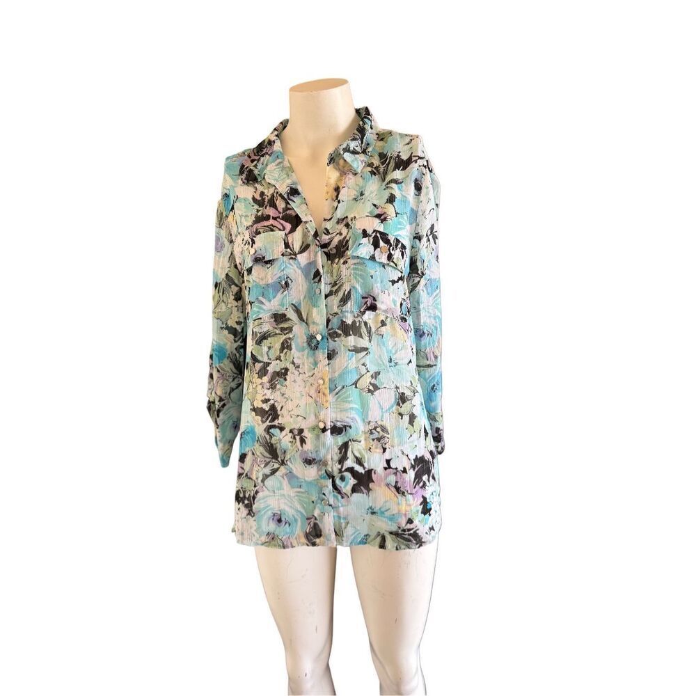 Rebecca Malone women’s XL blue floral flowy lightweight breezy